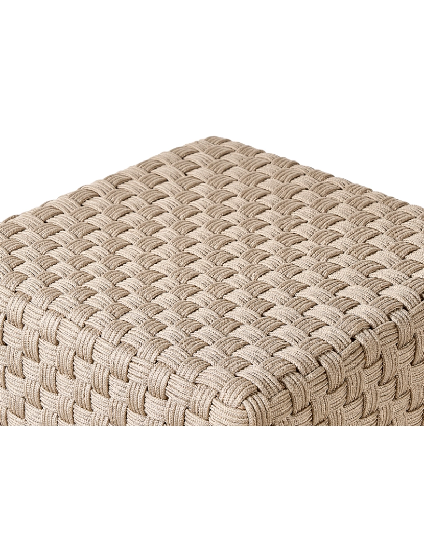 imagem de Pufe de jardim quadrado tecido à mão em material sintético taupe 50 x 50 x 35 cm para exterior de estilo boho4