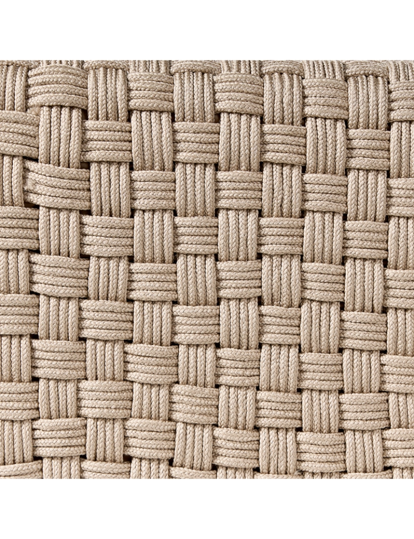 imagem de Pufe de jardim quadrado tecido à mão em material sintético taupe 50 x 50 x 35 cm para exterior de estilo boho5