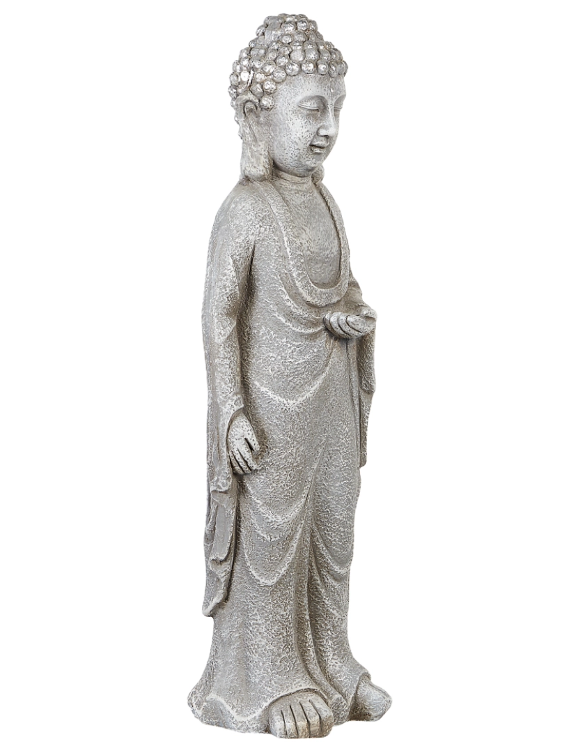 imagem de Figura decorativa com forma de Buda em MgO cinzento 70 cm peça de destaque para interior ou exterior1