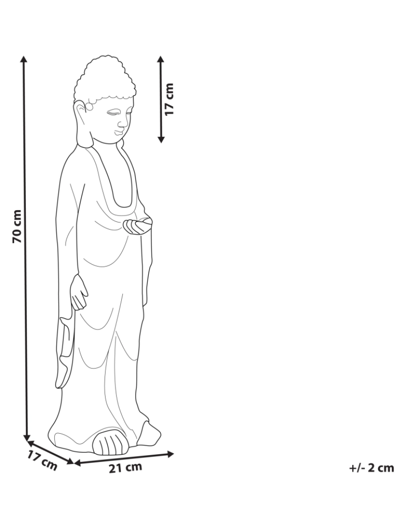 imagem de Figura decorativa com forma de Buda em MgO cinzento 70 cm peça de destaque para interior ou exterior2