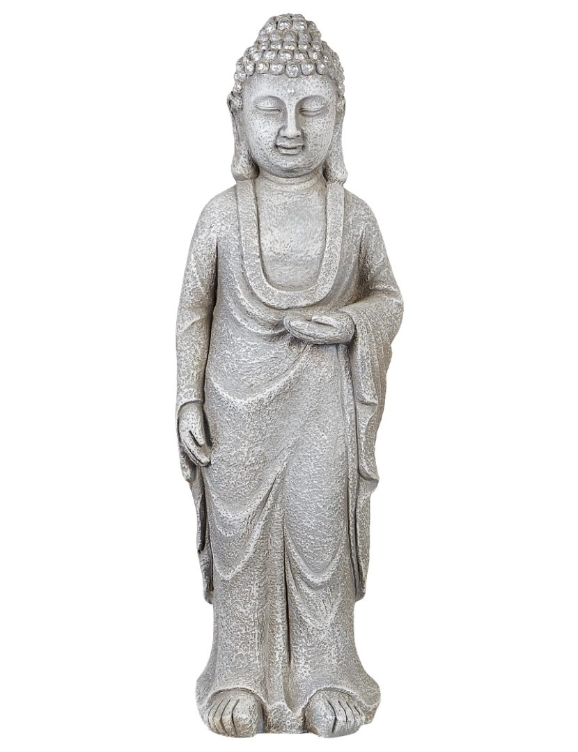 imagem de Figura decorativa com forma de Buda em MgO cinzento 70 cm peça de destaque para interior ou exterior4