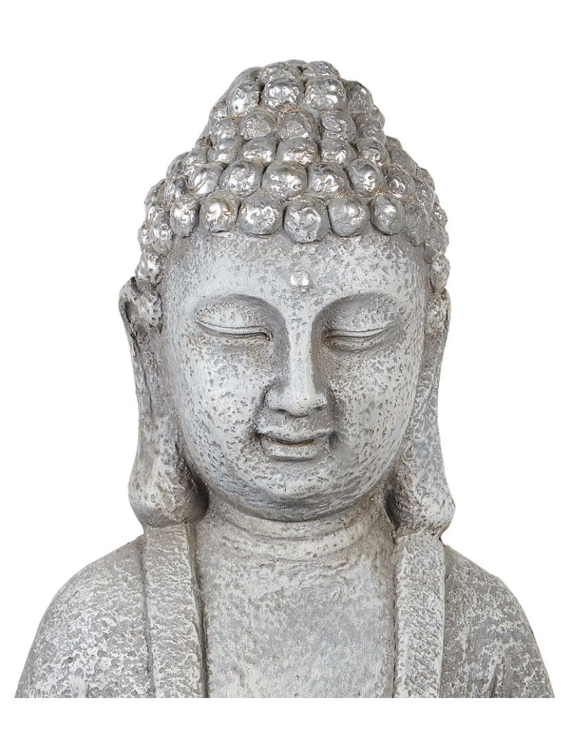 imagem de Figura decorativa com forma de Buda em MgO cinzento 70 cm peça de destaque para interior ou exterior6