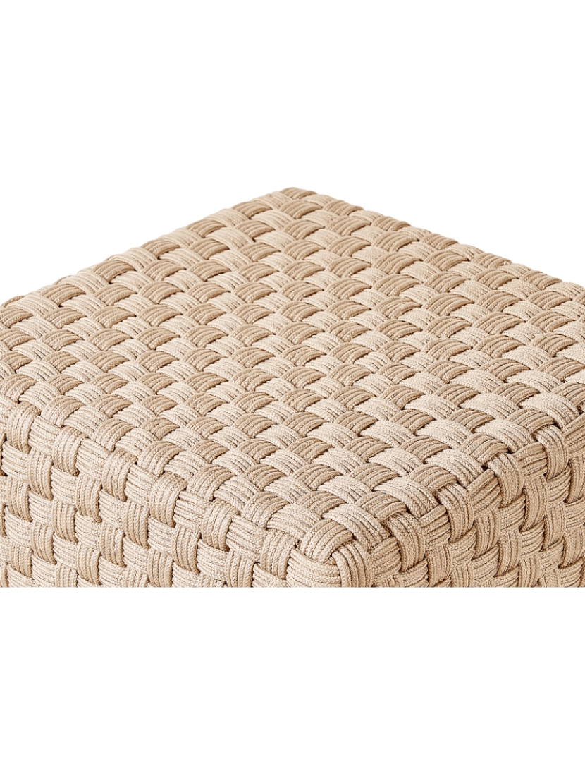 imagem de Pufe de jardim quadrado tecido à mão em material sintético creme claro 50 x 50 x 35 cm para exterior de estilo boho4