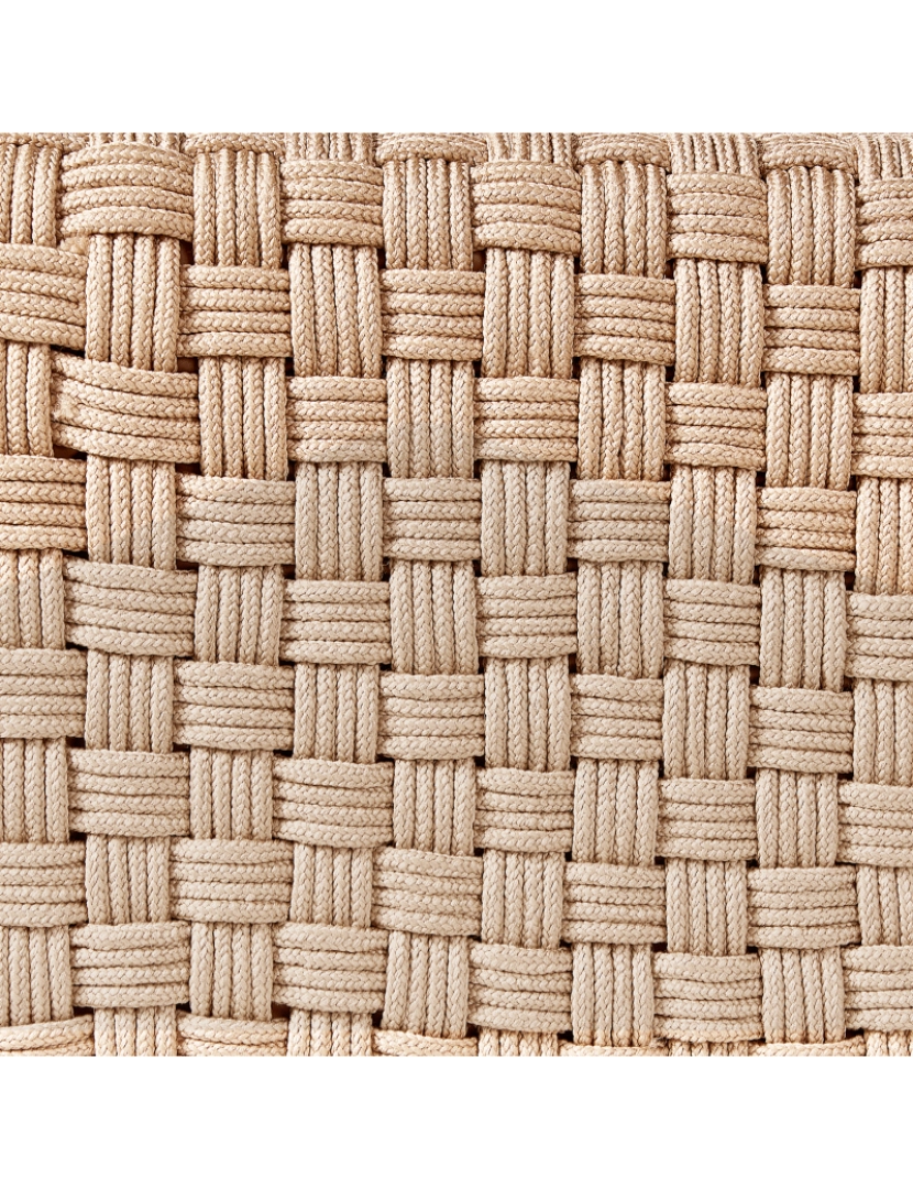 imagem de Pufe de jardim quadrado tecido à mão em material sintético creme claro 50 x 50 x 35 cm para exterior de estilo boho5