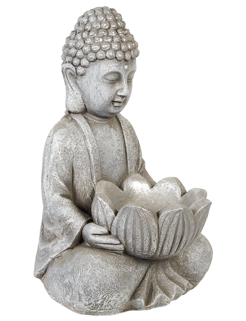 Beliani - Figura decorativa com forma de Buda em MgO cinzento 44 cm peça de destaque para interior ou exterior