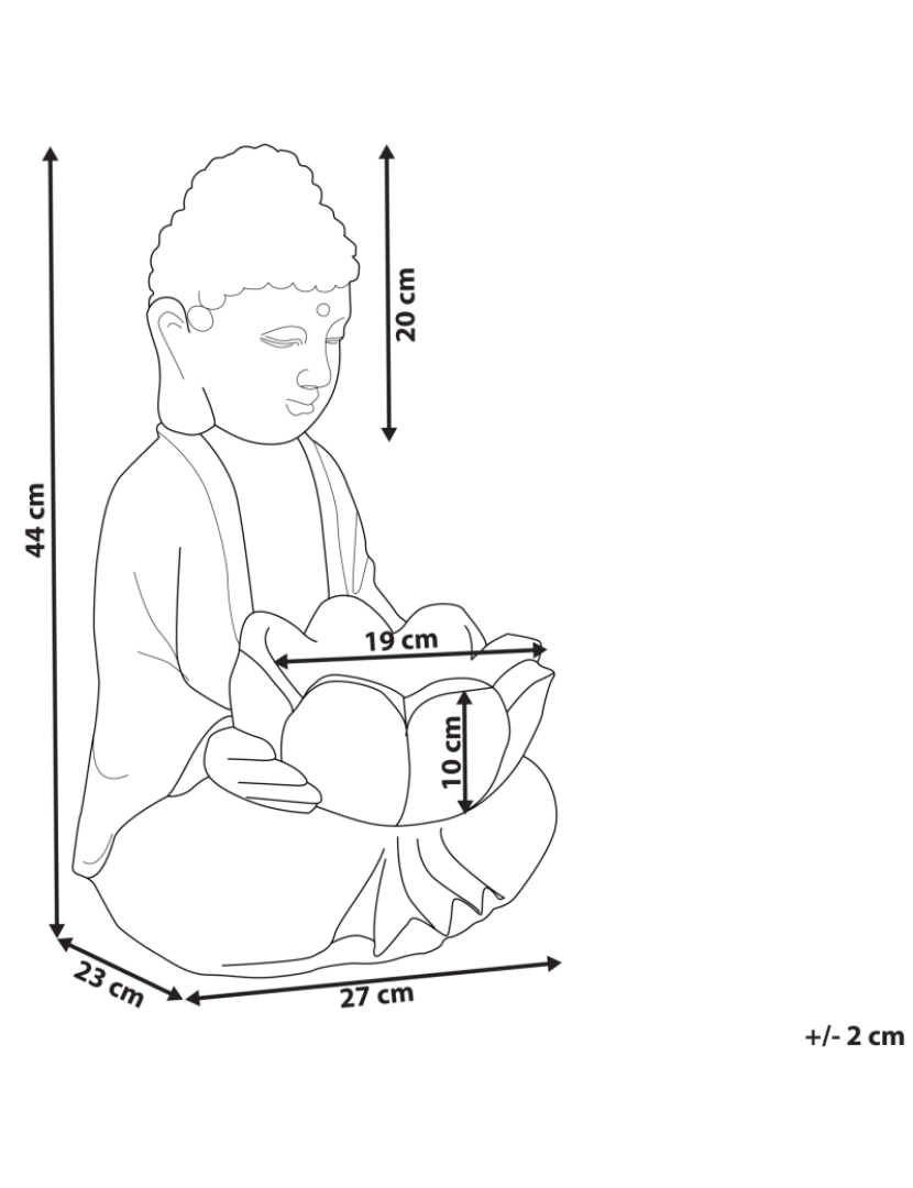 imagem de Figura decorativa com forma de Buda em MgO cinzento 44 cm peça de destaque para interior ou exterior2