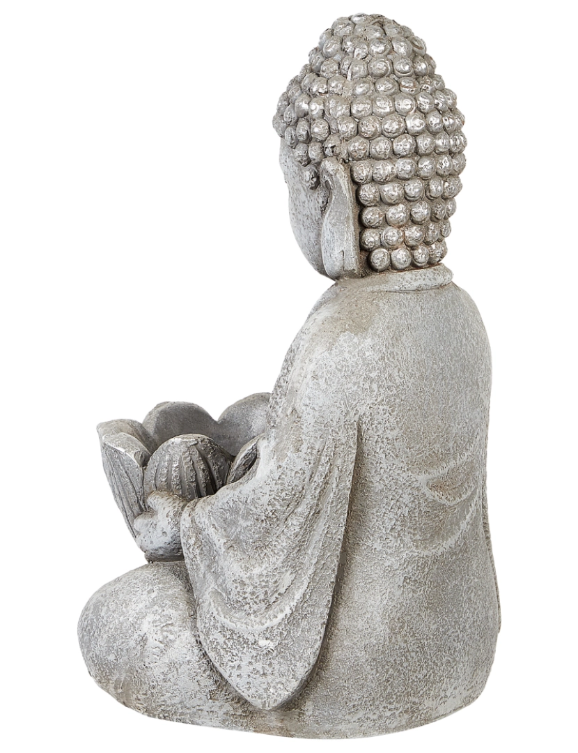 imagem de Figura decorativa com forma de Buda em MgO cinzento 44 cm peça de destaque para interior ou exterior5