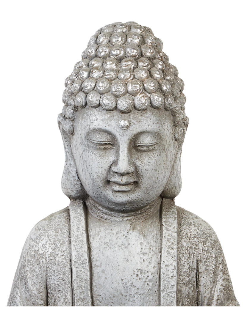 imagem de Figura decorativa com forma de Buda em MgO cinzento 44 cm peça de destaque para interior ou exterior6