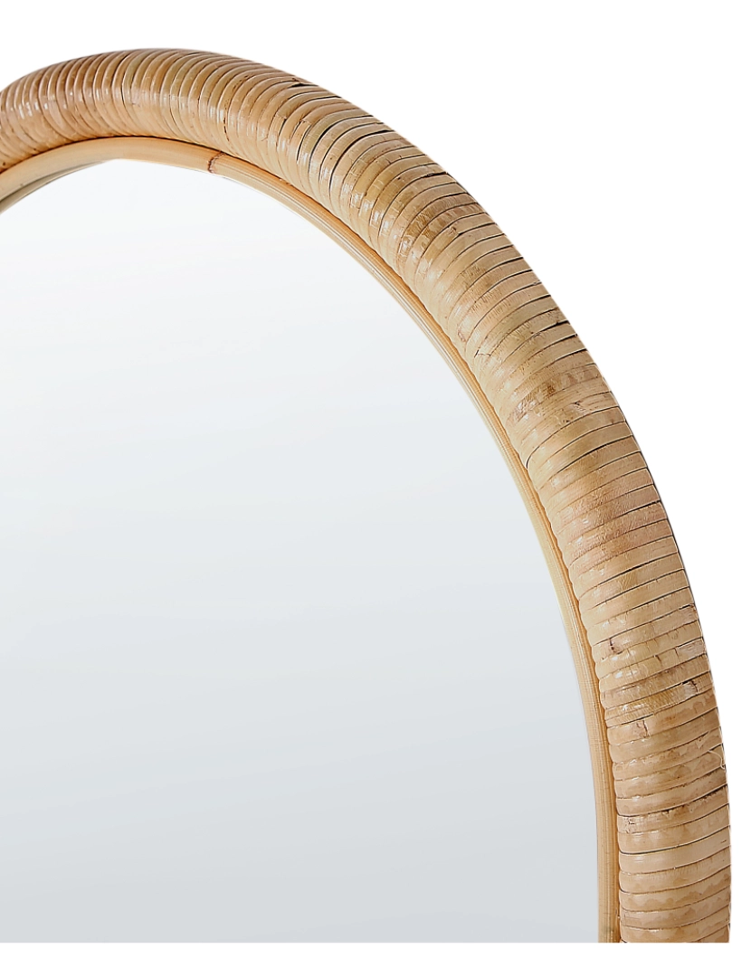 imagem de Espelho de pé oval com moldura em rattan castanha clara 50 x 150 cm para quarto ou sala de estilo boho7