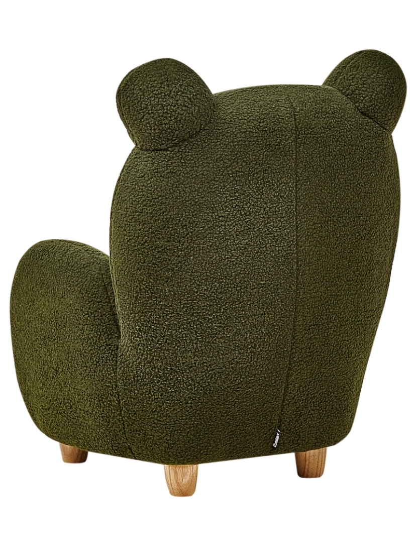 imagem de Cadeira para crianças em forma de urso estofada em poliéster verde com repousa-braços quarto de criança moderno5