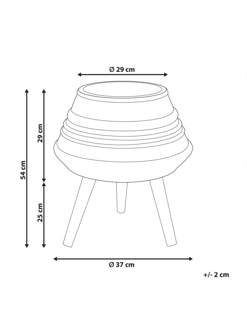 imagem de Vaso para plantas redondo creme e cinzento 37 x 37 x 54 cm com pernas de madeira estilo industrial boho2