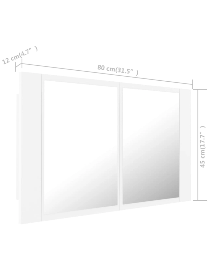 imagem de vidaXL Armário espelhado casa de banho LED 80x12x45 cm acrílico branco11