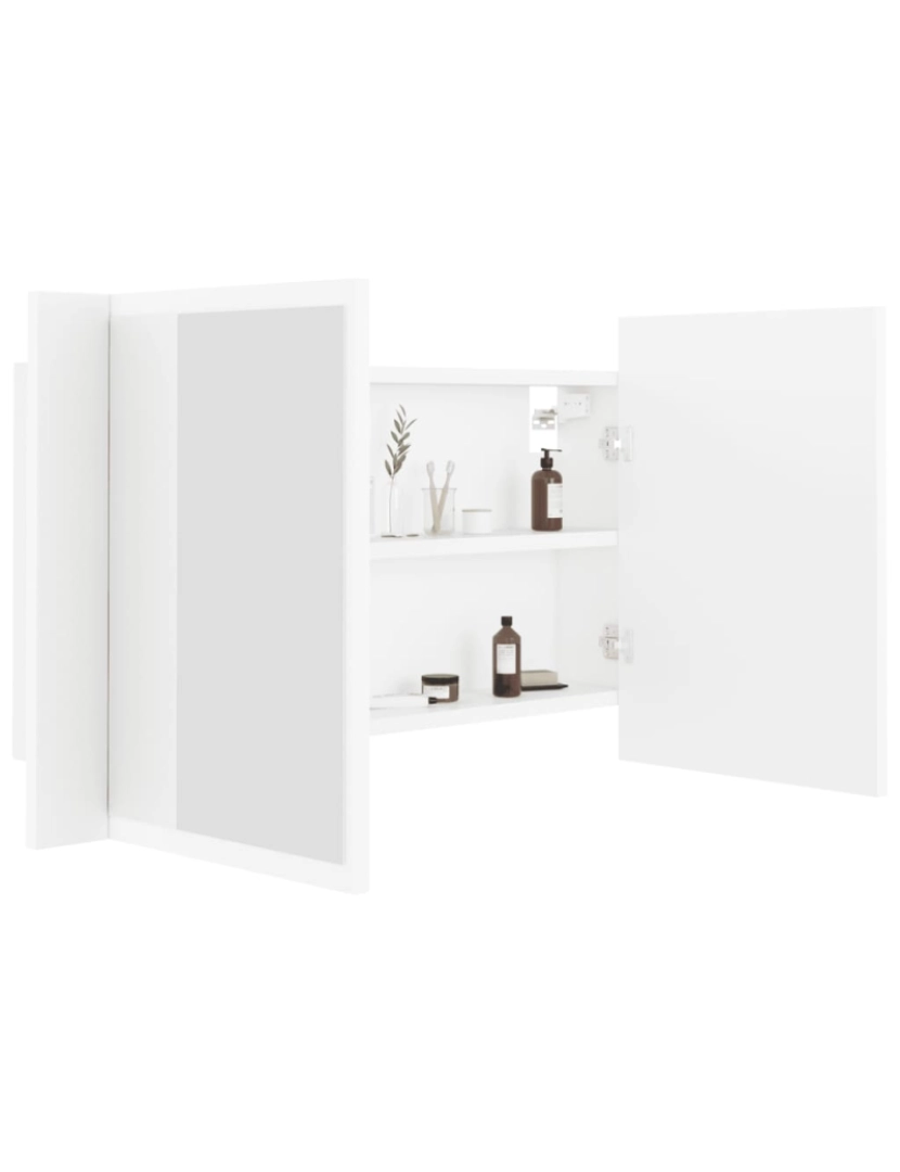 imagem de vidaXL Armário espelhado casa de banho LED 80x12x45 cm acrílico branco8