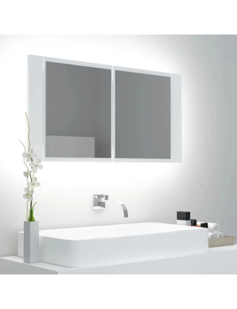 Vidaxl - vidaXL Armário espelhado casa de banho LED 90x12x45 cm acrílico branco