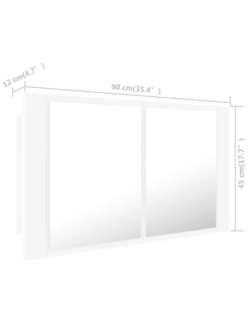 imagem de vidaXL Armário espelhado casa de banho LED 90x12x45 cm acrílico branco11