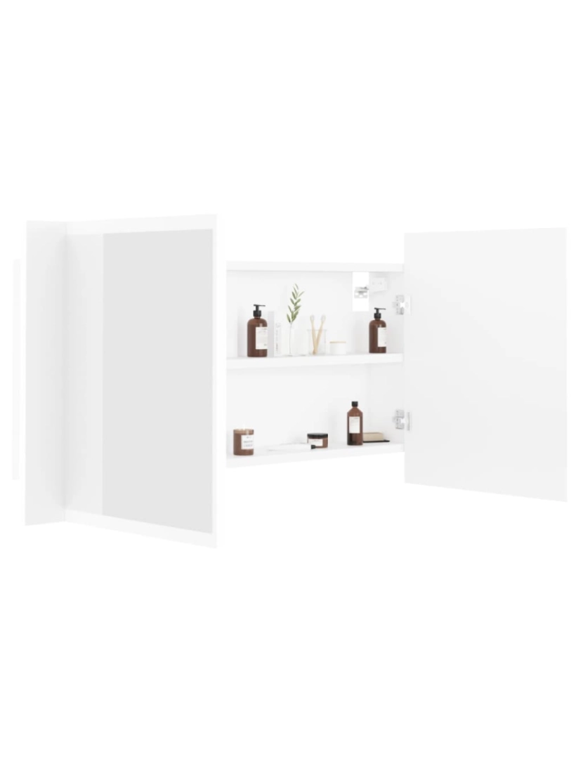 imagem de vidaXL Armário espelhado casa de banho LED 90x12x45 cm acrílico branco8