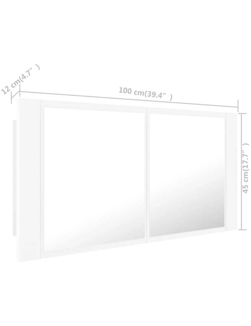 imagem de vidaXL Armário espelhado casa de banho LED 100x12x45cm acrílico branco11