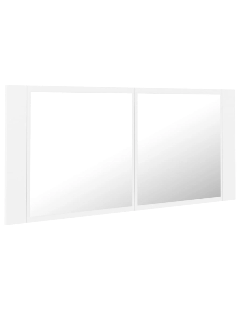 imagem de vidaXL Armário espelhado casa de banho LED 100x12x45cm acrílico branco4