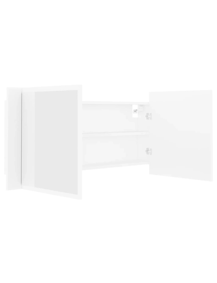 imagem de vidaXL Armário espelhado casa de banho LED 100x12x45cm acrílico branco6