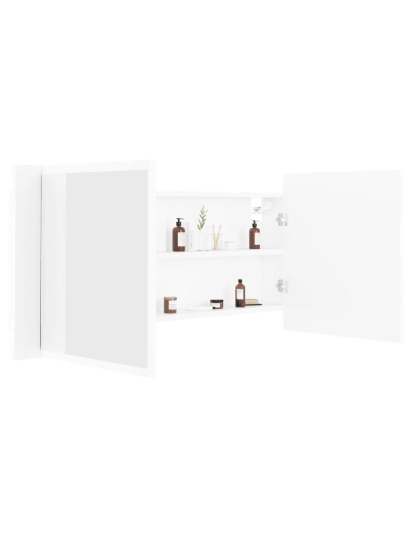 imagem de vidaXL Armário espelhado casa de banho LED 100x12x45cm acrílico branco7