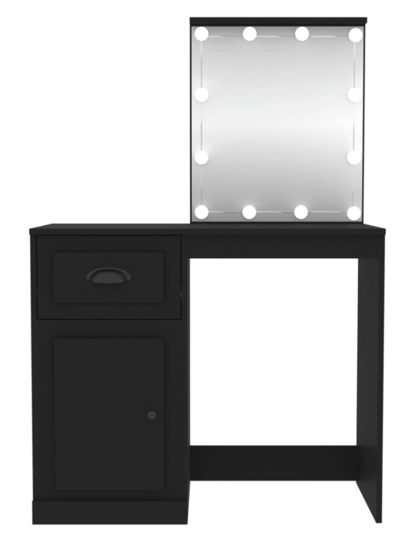 imagem de vidaXL Toucador com luz LED 90x50x132,5 cm derivados de madeira preto7