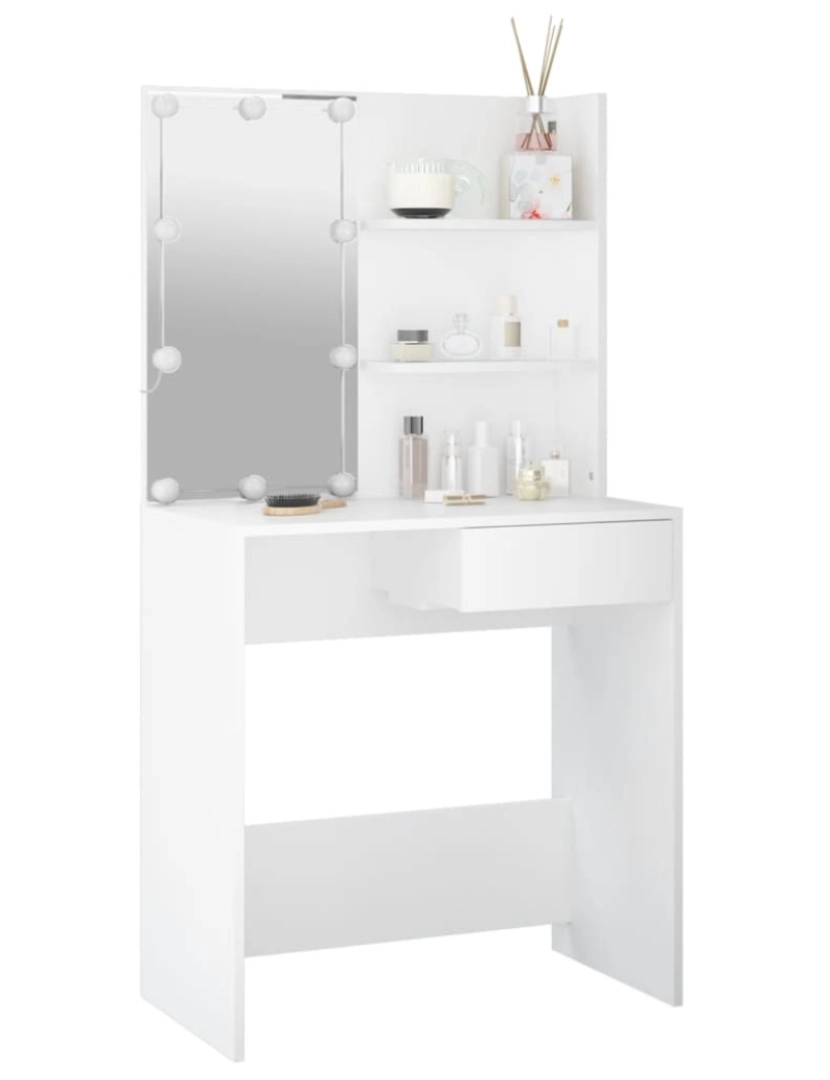 imagem de vidaXL Toucador com LEDs 74,5x40x141 cm branco10