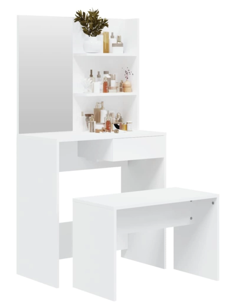 imagem de vidaXL Conjunto toucador 74,5x40x141 cm branco4