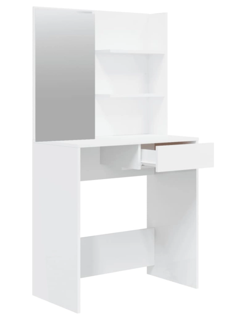 imagem de vidaXL Conjunto toucador 74,5x40x141 cm branco brilhante6