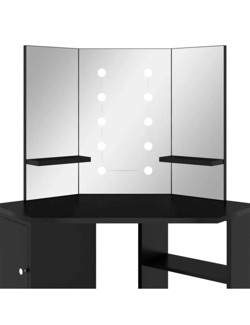 imagem de vidaXL Toucador de canto com LED 111x54x141,5 cm preto8