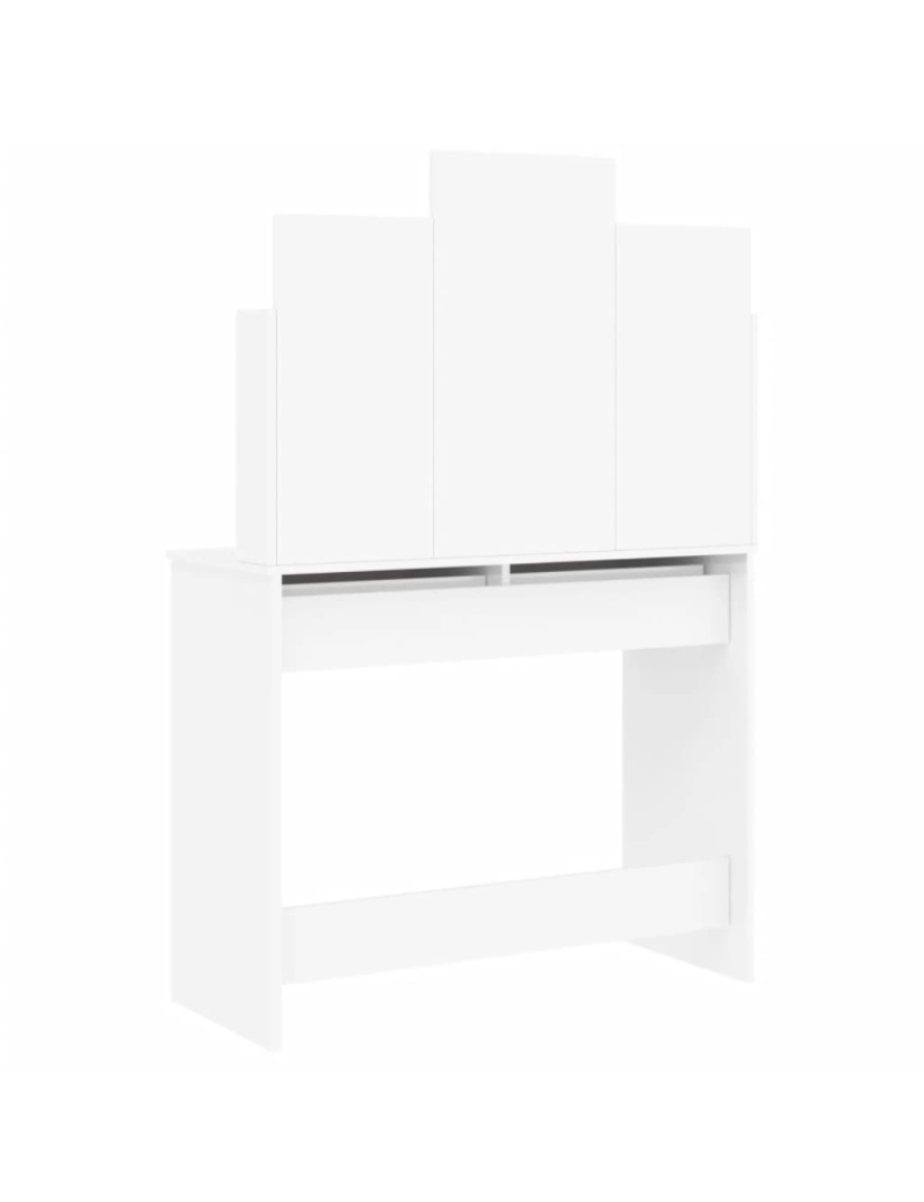 imagem de vidaXL Toucador com espelho 96x39x142 cm branco brilhante8