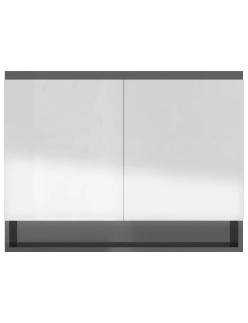 imagem de vidaXL Armário espelhado p/ casa banho 80x15x60cm MDF cinza brilhante6