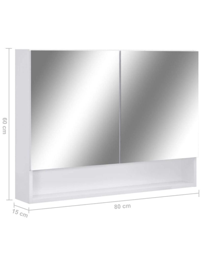 imagem de vidaXL Armário espelhado casa de banho com LED 80x15x60 cm MDF branco10