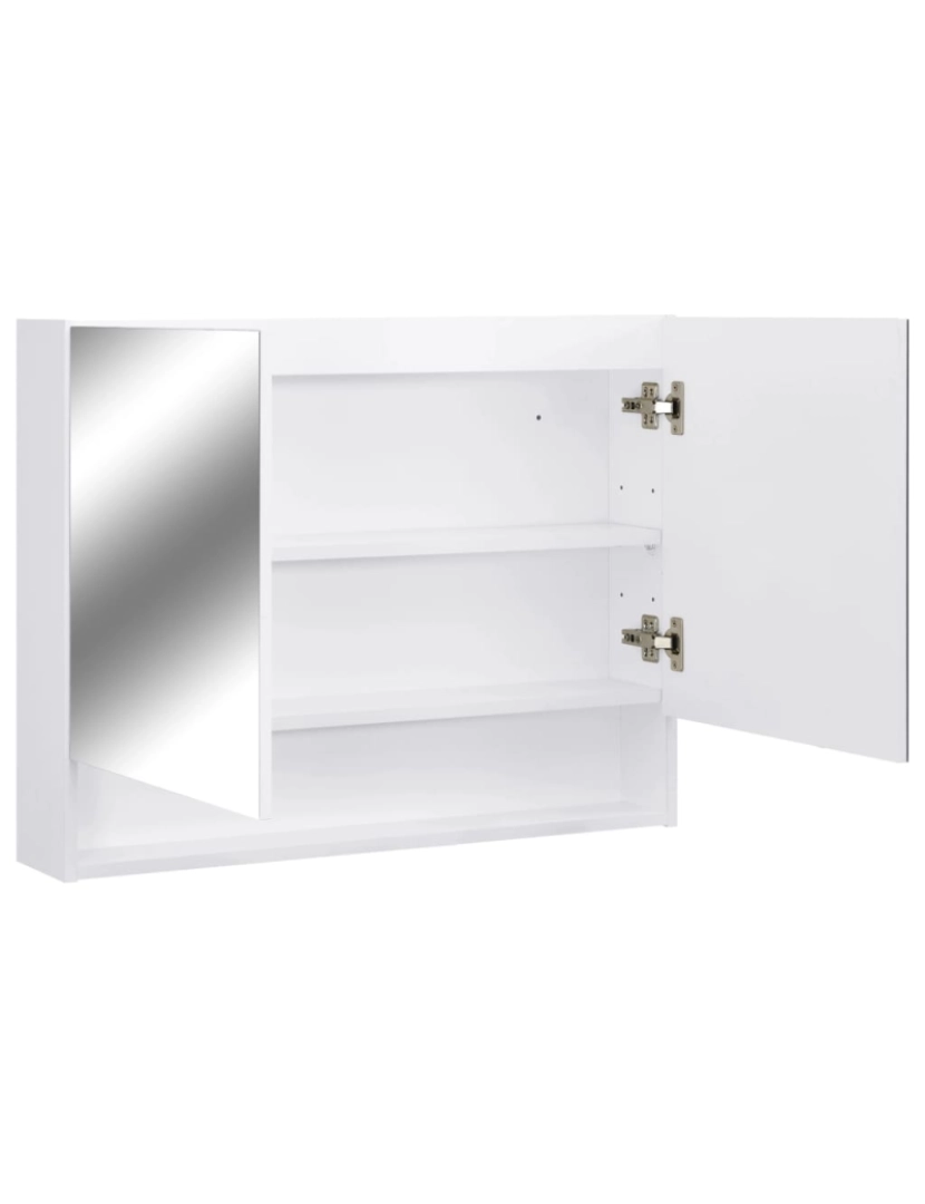 imagem de vidaXL Armário espelhado casa de banho com LED 80x15x60 cm MDF branco6