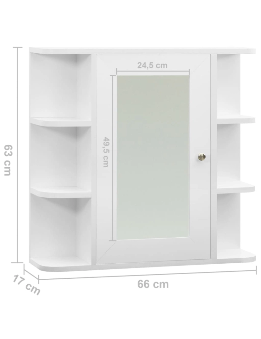 imagem de vidaXL Armário espelhado para casa de banho 66x17x63 cm MDF branco10