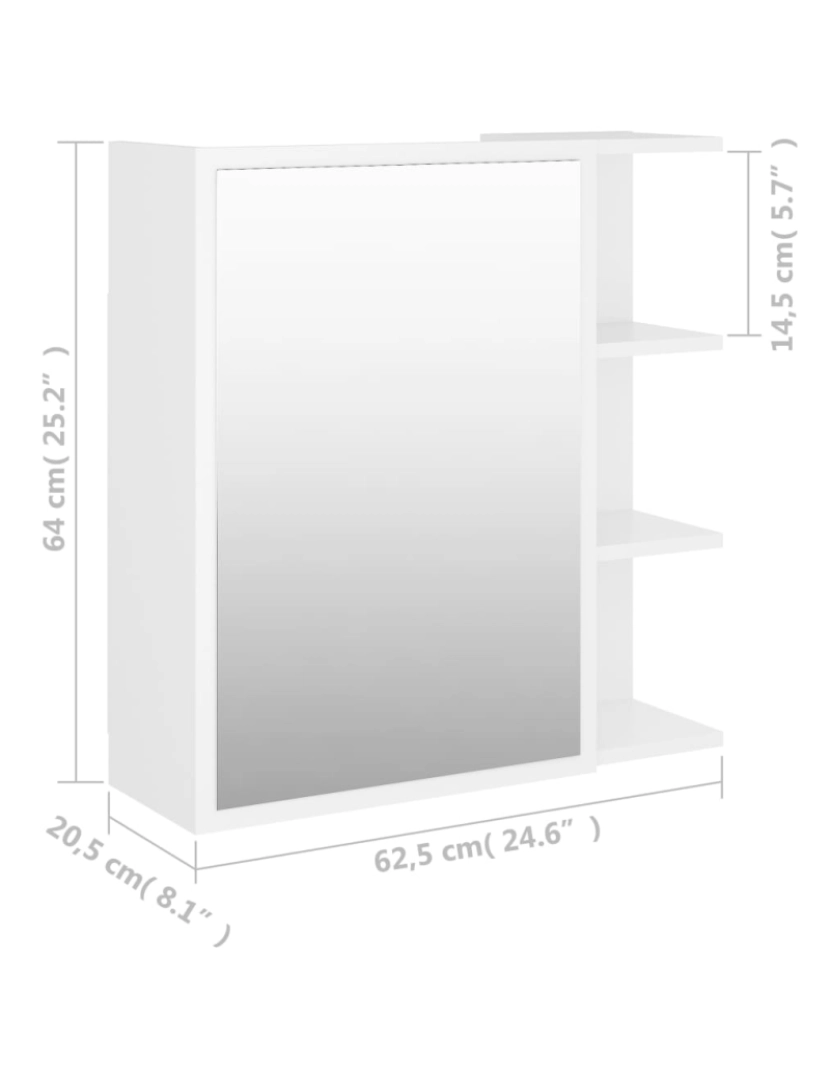 imagem de vidaXL Armário casa banho c/ espelho derivados de madeira branco11