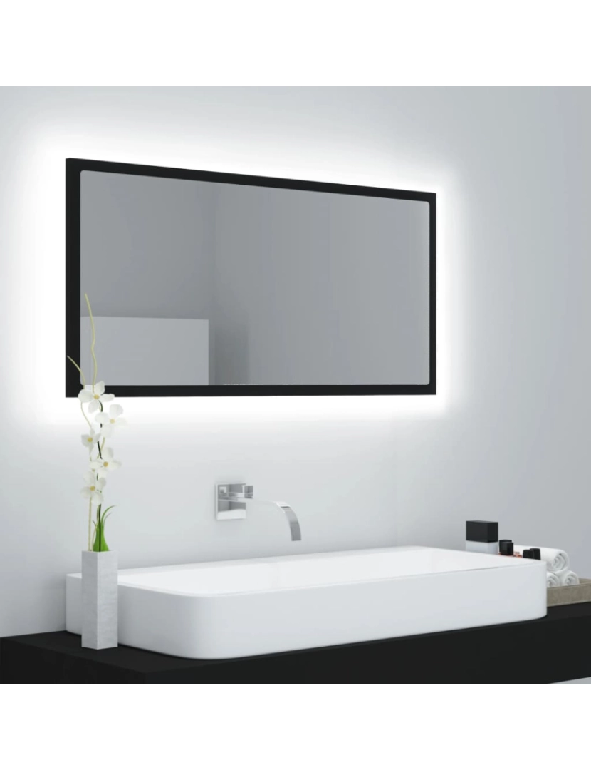 Vidaxl - vidaXL Espelho de casa de banho com LED 90x8,5x37 cm acrílico preto