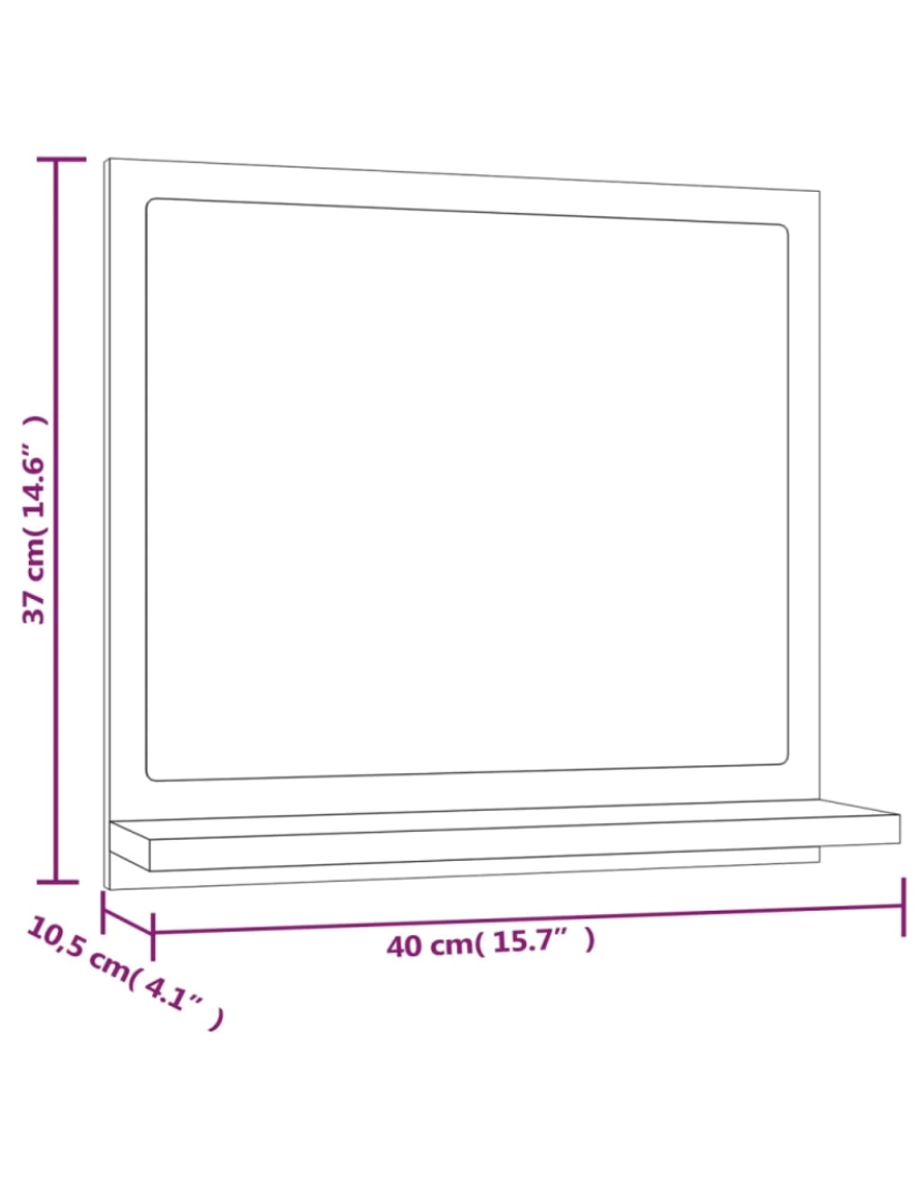 imagem de vidaXL Espelho WC 40x10,5x37 cm derivados de madeira carvalho fumado9