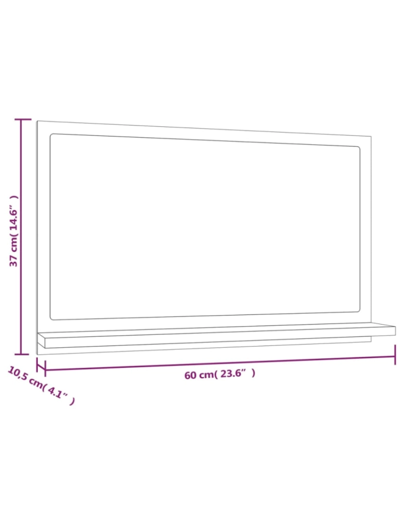 imagem de vidaXL Espelho WC 60x10,5x37 cm derivados de madeira carvalho castanho9