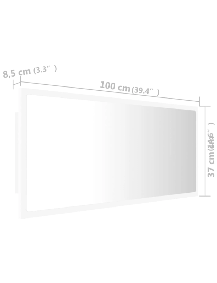 imagem de vidaXL Espelho de casa de banho LED 100x8,5x37 cm acrílico branco11