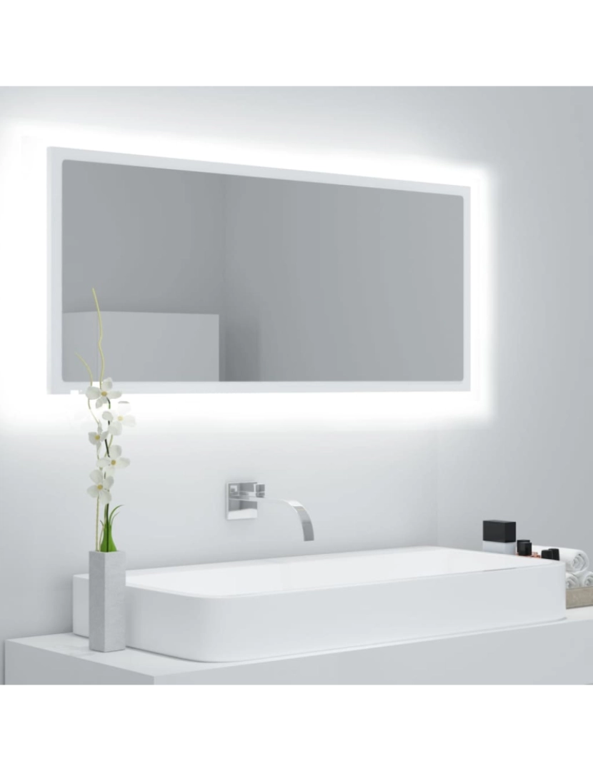 imagem de vidaXL Espelho de casa de banho LED 100x8,5x37 cm acrílico branco2