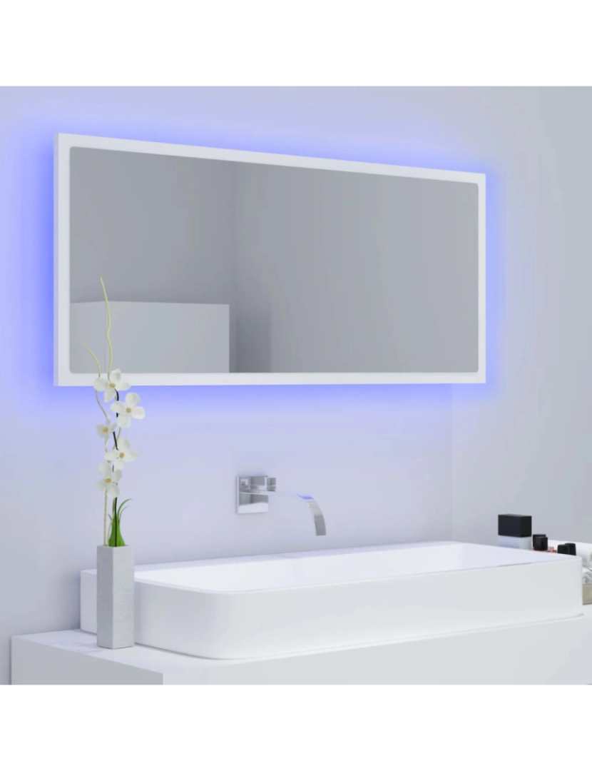 imagem de vidaXL Espelho de casa de banho LED 100x8,5x37 cm acrílico branco4