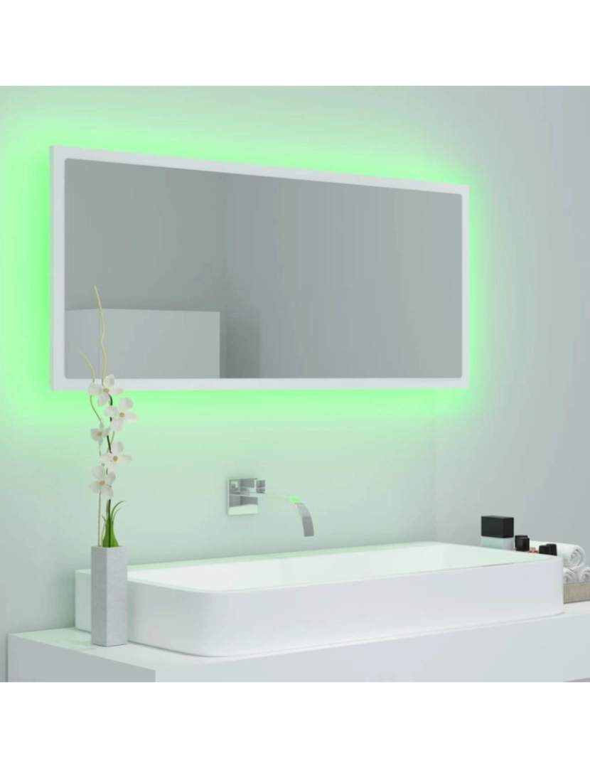 imagem de vidaXL Espelho de casa de banho LED 100x8,5x37 cm acrílico branco5