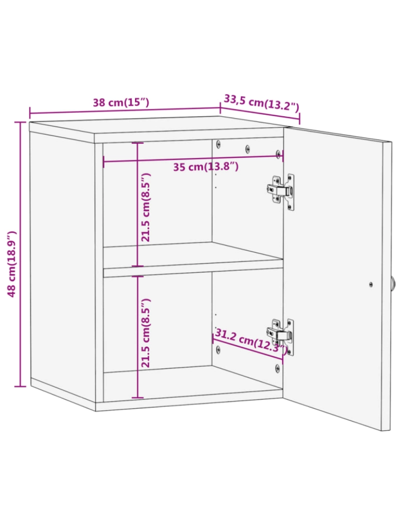 imagem de vidaXL Armário parede p/ casa de banho mangueira maciça castanho/preto11