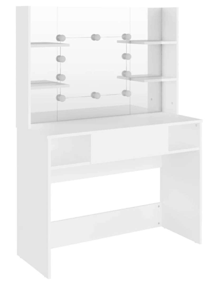 imagem de vidaXL Mesa de maquilhagem c/ luzes LED 100x40x135 cm MDF branco6