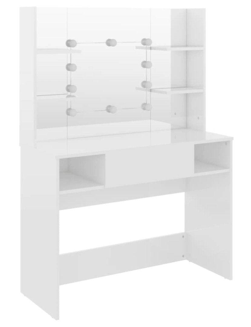 imagem de vidaXL Mesa de maquilhagem c/ LEDs 100x40x135 cm MDF branco brilhante6