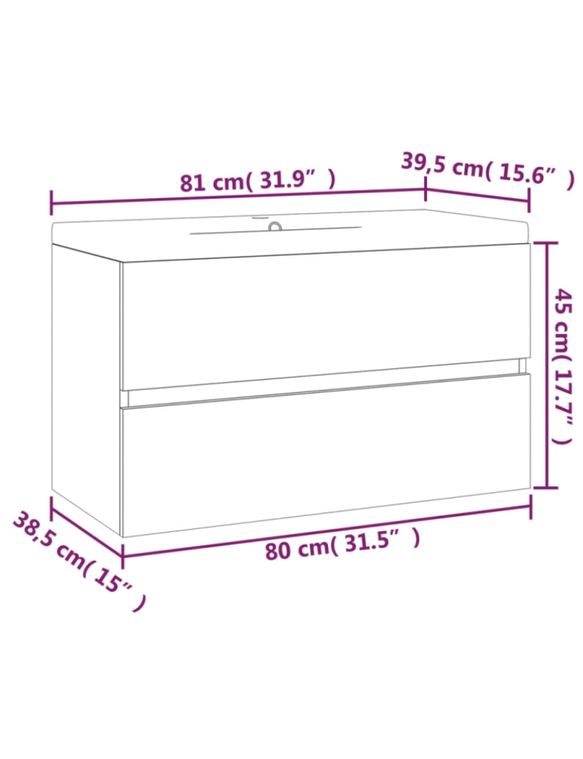 imagem de vidaXL Armário c/ lavatório embutido derivados madeira carvalho fumado7