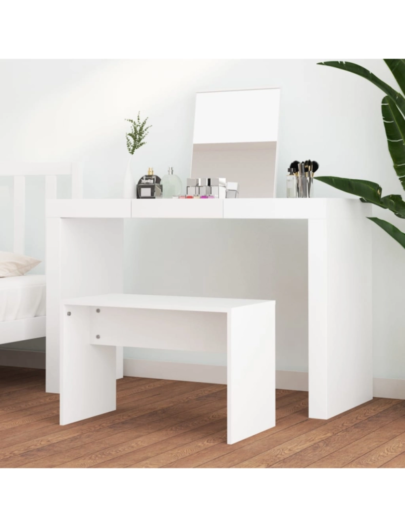 imagem de vidaXL Banco de toucador 70x35x45 cm derivados de madeira branco4