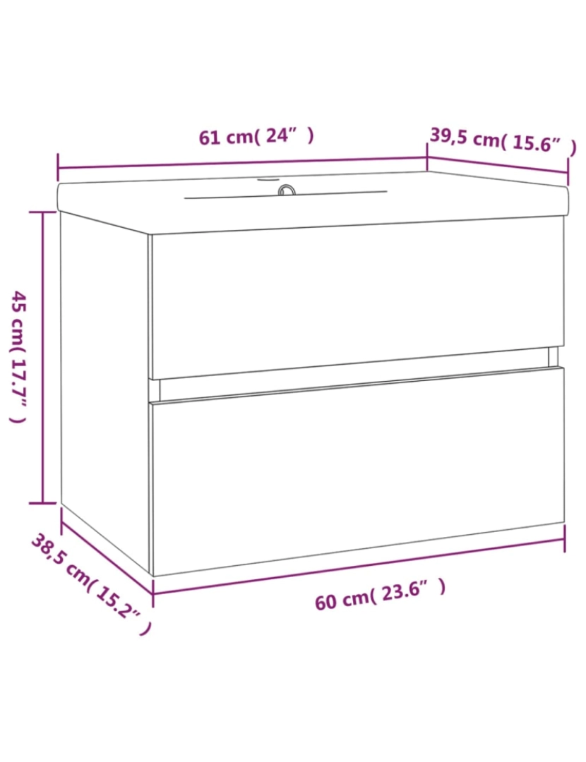 imagem de vidaXL Armário c/ lavatório embutido derivados madeira carvalho fumado7