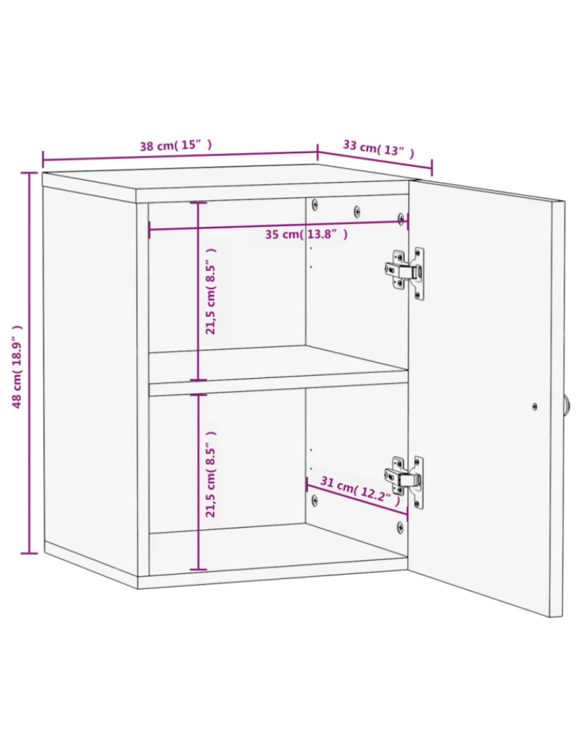 imagem de vidaXL Armário de parede para WC 38x33x48 cm mangueira maciça preto11