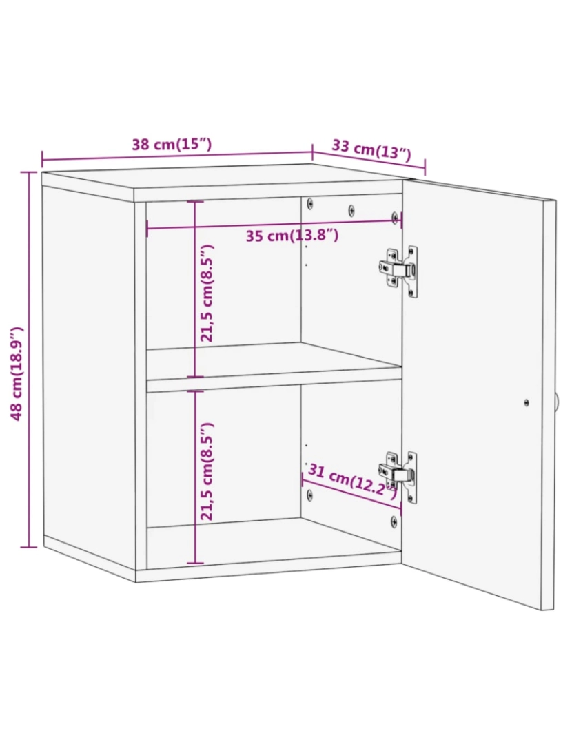 imagem de vidaXL Armário de parede p/ casa de banho 38x33x48 cm mangueira maciça11